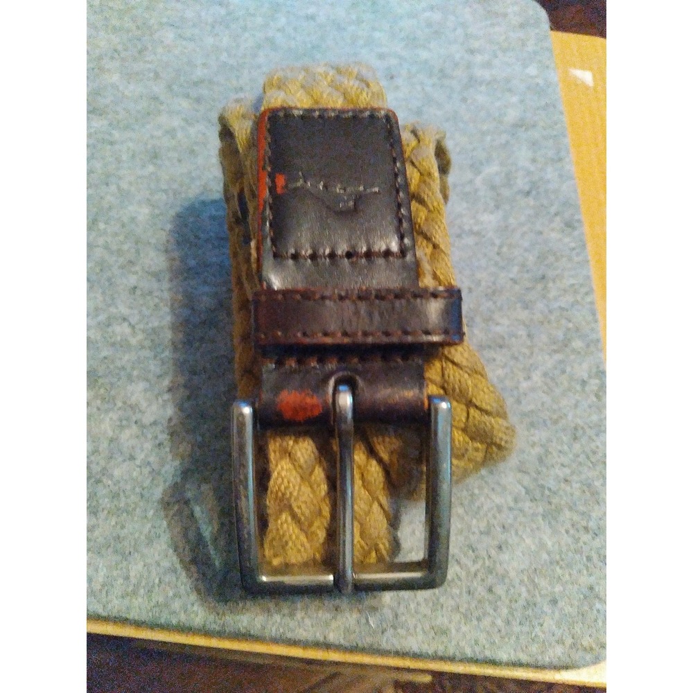 Tommy Bahama Braided Belt Casual Woven‎ Tan Leather Accent Size 38-40